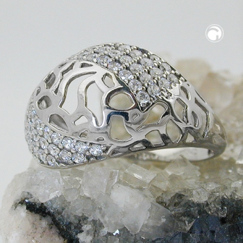 Ring 13mm mit vielen Zirkonias glänzend Silber 925 Ringgröße 55