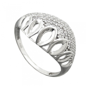 Ring 13mm mit vielen Zirkonias glänzend rhodiniert Silber 925 Ringgröße 57, ohne Dekoration