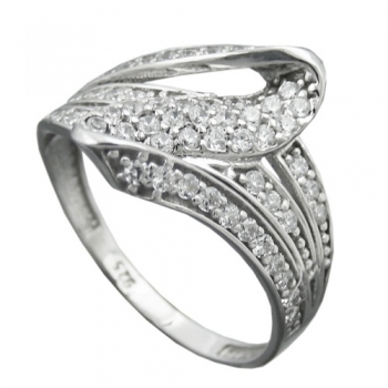 Ring 14mm mit vielen Zirkonias glänzend rhodiniert Silber 925 Ringgröße 56, ohne Dekoration