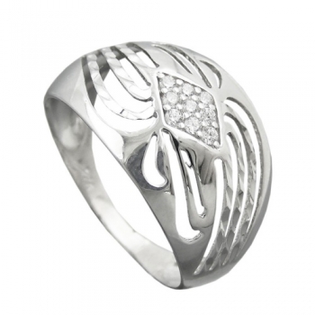 Ring 12mm mit Zirkonias glänzend diamantiert rhodiniert Silber 925 Ringgröße 57, ohne Dekoration