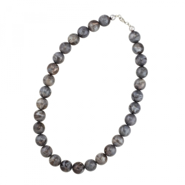 Kette 16mm Perlen grau-glitter 50cm, ohne Dekoration