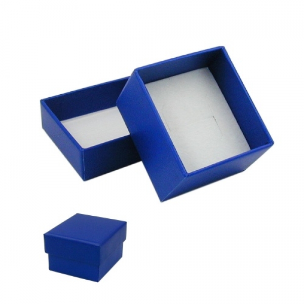 Schmuckschachtel, Karton blau, Ringe/Ohrschmuck, ohne Dekoration