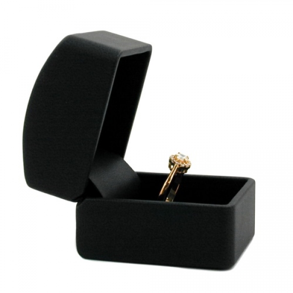Schmuckschachtel Ring Leder-Imitat schwarz, ohne Dekoration