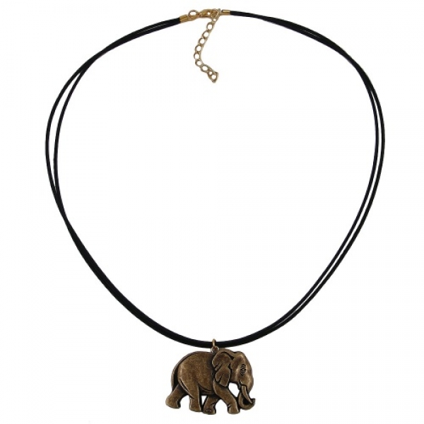 Kette, Elefant altmessingfarben schwarz-gold, ohne Dekoration