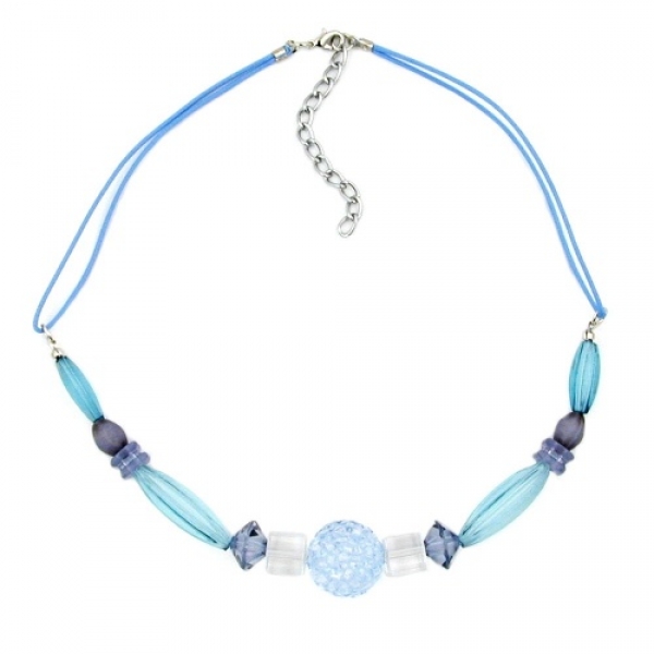 Halskette, hellblau-türkis-transparent, ohne Dekoration