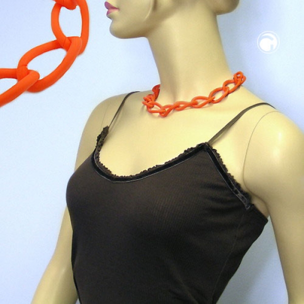 Halskette Weitpanzer Kettenglieder Kunststoff apricot-matt 45cm