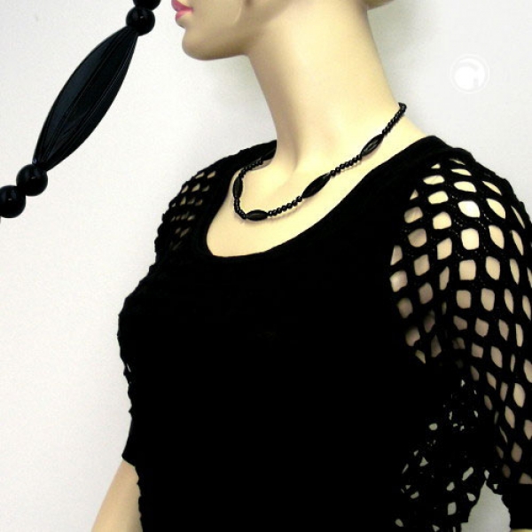 Halskette, Rillenolive schwarz-glanz, 50cm