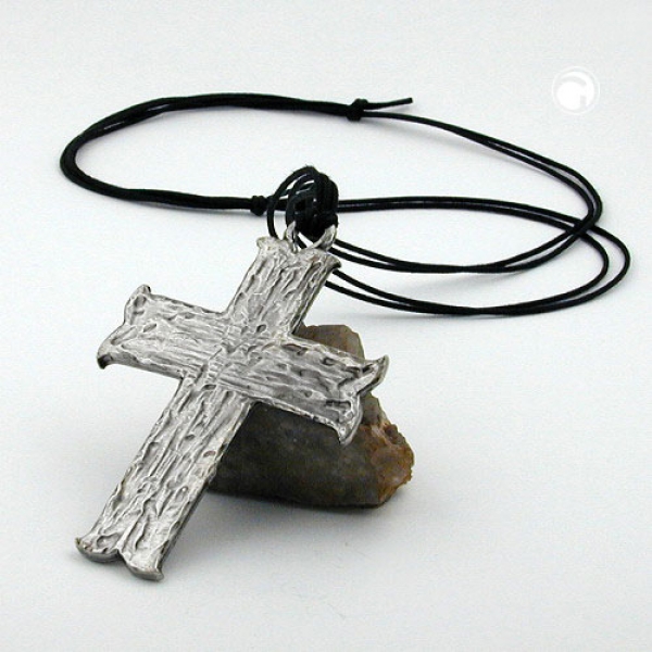 Halskette, Anhänger Zinn, großes Kreuz
