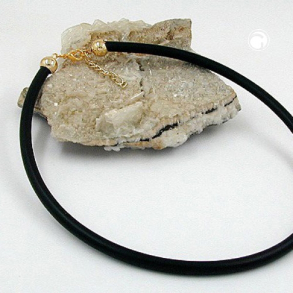 Band Halsband Halskette 6mm Gummi, 40cm, gold-farbig-00776-40