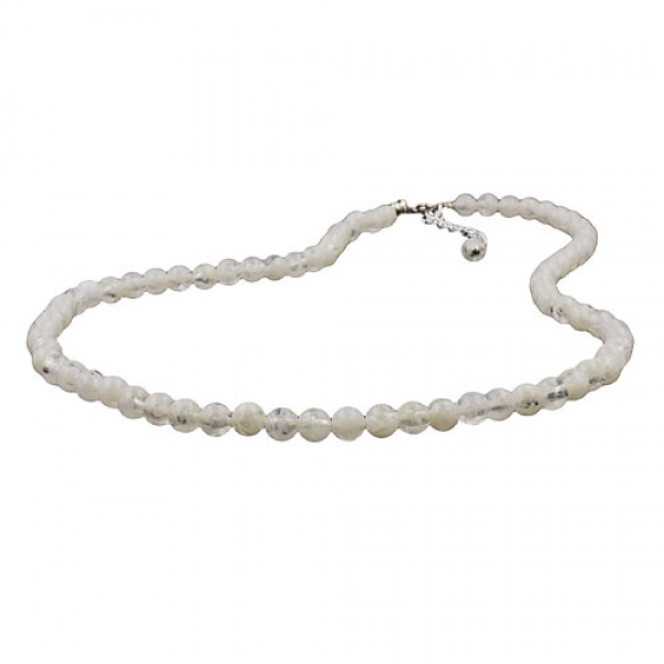 Halskette 6mm Perle Kunststoff kristall-creme 50cm, ohne Dekoration