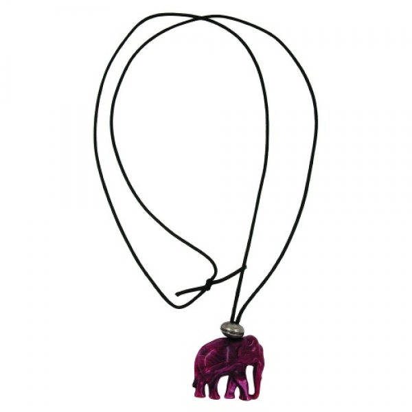 Halskette, Elefant, fuchsia-altsilber, 100cm