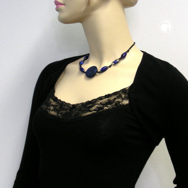 Halskette, Scheibe lapiz-blau-marmoriert