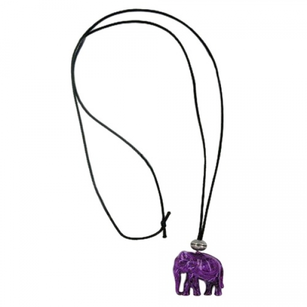 Kette, Elefant, lila-altsilber, 90cm, ohne Dekoration