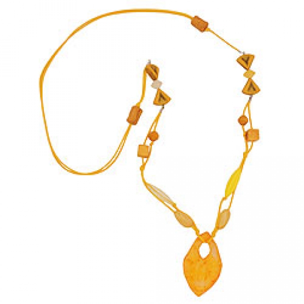 Halskette, Faustkeil gelb-orange-marmoriert