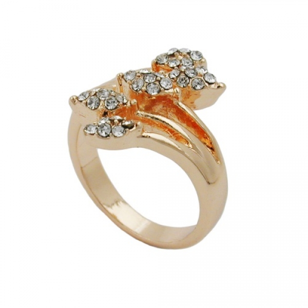 Ring, mit Glassteinen, vergoldet, ohne Dekoration