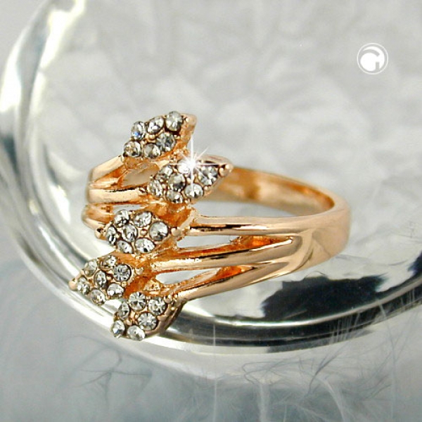 Ring, mit Glassteinen, vergoldet