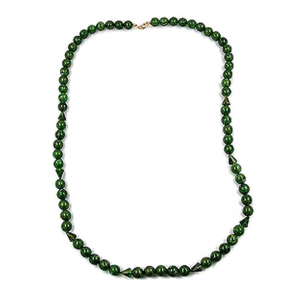 Kette, Perlen 12mm grün-gold-marmor, ohne Dekoration