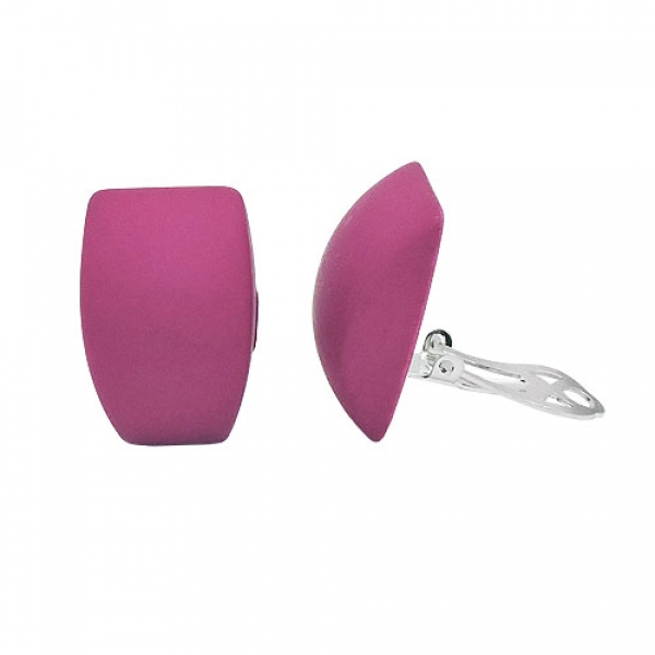 Clip Ohrclips 27x17mm Trapez pink matt Kunststoff-Bouton