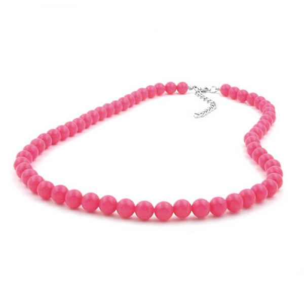 Halskette 8mm Kunststoffperlen rosa-pink-glänzend 40cm