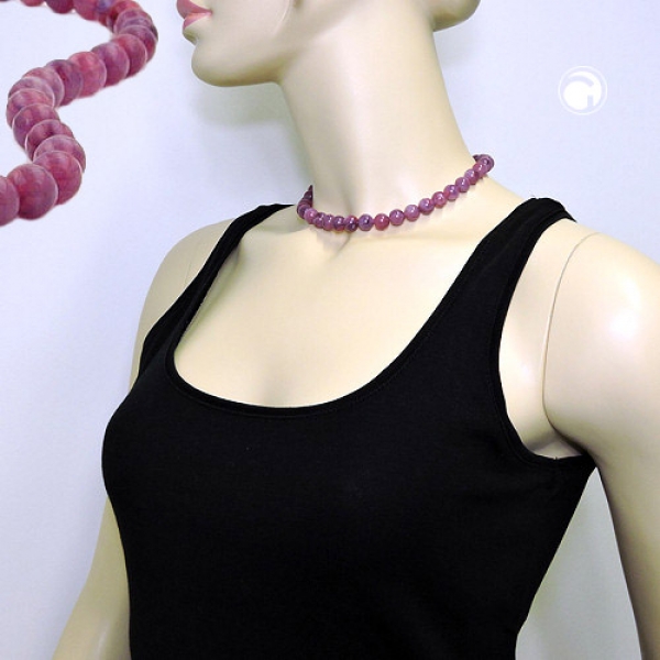 Halskette, Perlen 10mm flieder-violett