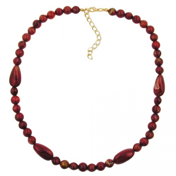 Kette, Perle und Olive, rot-marmoriert, ohne Dekoration