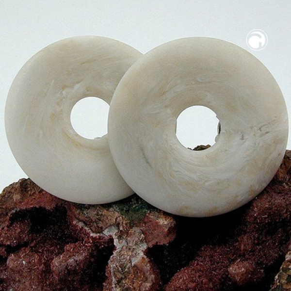 Clip Ohrringe 30mm Ring grau-beige-marmoriert matt Kunststoff-Bouton-01590