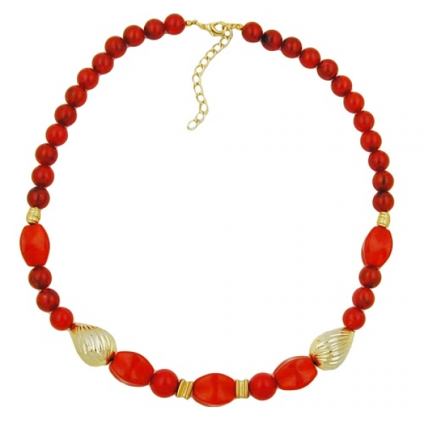 Halskette, johannisbeer-rot und goldfarbig, ohne Dekoration