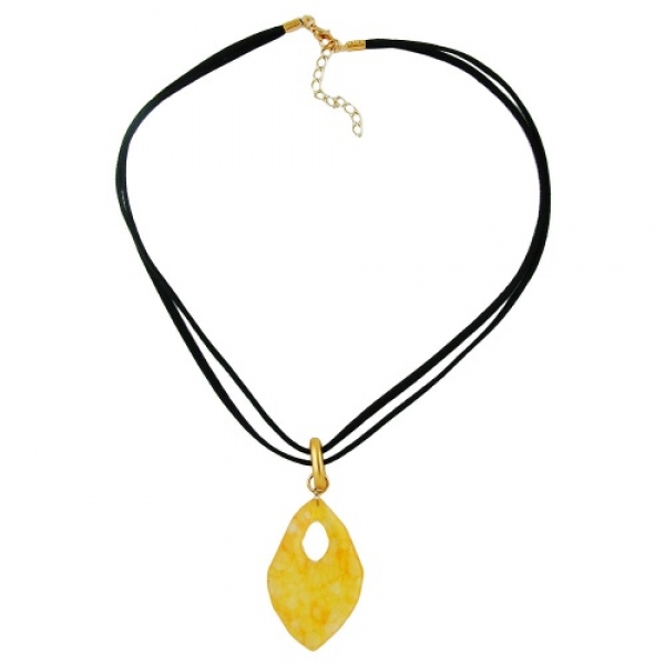 Halskette, Amulett gelb-marmoriert-matt