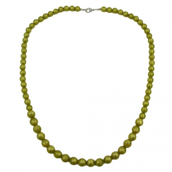 Halskette, verlaufend, seide-oliv, ohne Dekoration