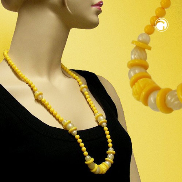 Halskette Schmuckperle Kunststoff gelb gelb-seide