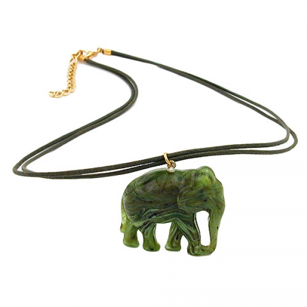 Halskette, Elefant oliv-marmoriert, ohne Dekoration