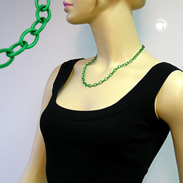 Halskette, Anker oval, 7mm, grün-matt
