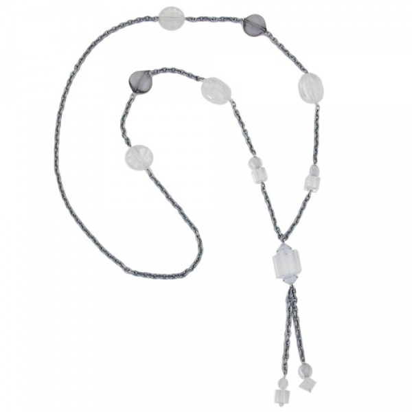 Halskette Perlen und Würfel kristall Aluminium Kunststoff 95cm, ohne Dekoration