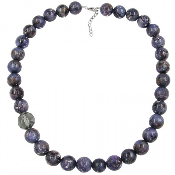 Halskette, Perlen 18mm lila-grau-weiß, ohne Dekoration