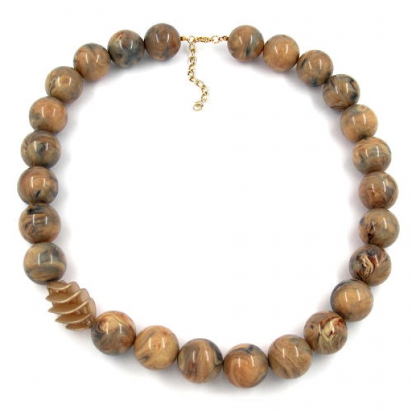 Halskette, Perlen und Spirale braun marmor, ohne Dekoration