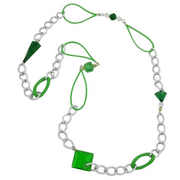 Halskette, Weitpanzer und Gummi grün, ohne Dekoration