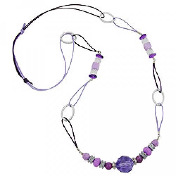 Halskette, flieder-lila mit Kordel, ohne Dekoration