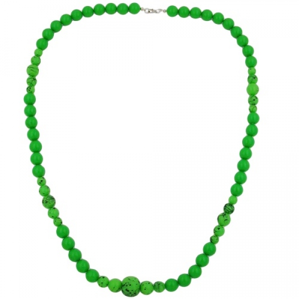 Halskette Kunststoffperlen Fadenperle grün-schwarz 80cm
