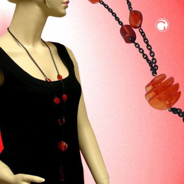 Halskette, Spirale-rot Ankerkette-schwarz