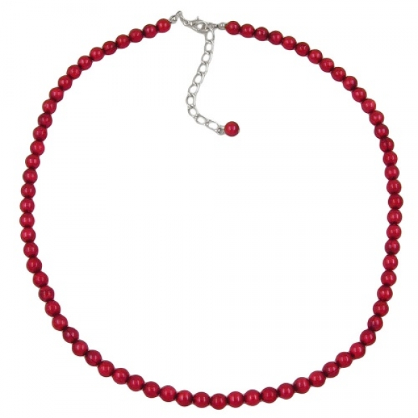 Halskette, Perlen 6mm, weinrot-seide, 40cm, ohne Dekoration