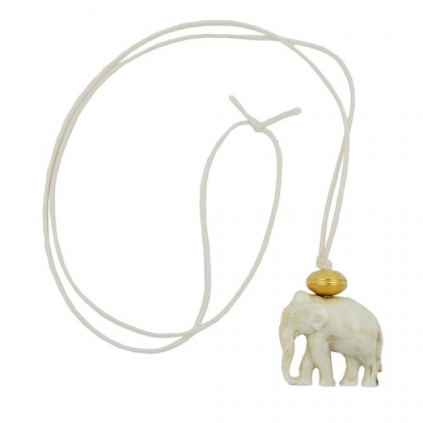 Kette, Elefant weiß-goldfarben-marmoriert, 90cm, ohne Dekoration