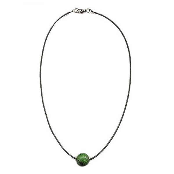 Halskette, Jeansperle grün, Kordel grün, ohne Dekoration