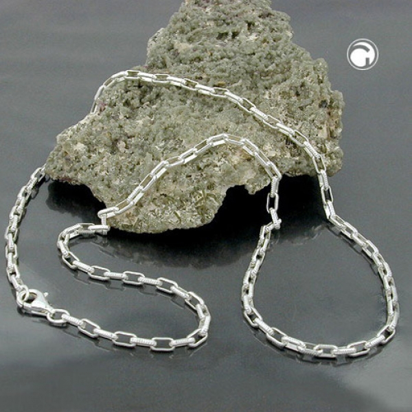 Halskette 3,4mm Ankerkette mit Riffelmuster Silber 925 42cm-111029-42