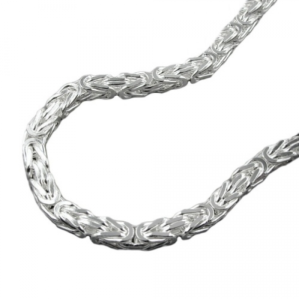 Kette ca.3mm Königskette vierkant glänzend Silber 925 50cm, ohne Dekoration