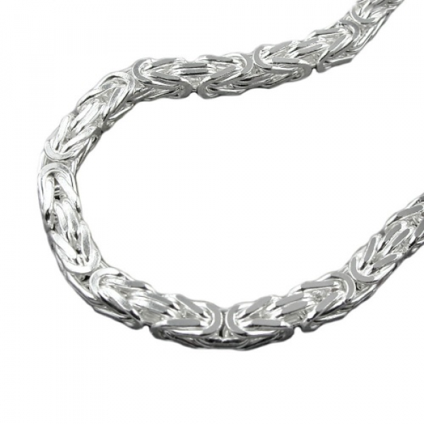 Kette 6mm Königskette vierkant glänzend Silber 925 80cm, ohne Dekoration