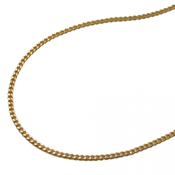 Halskette 1,3mm Flachpanzer diamantiert vergoldet AMD 45cm
