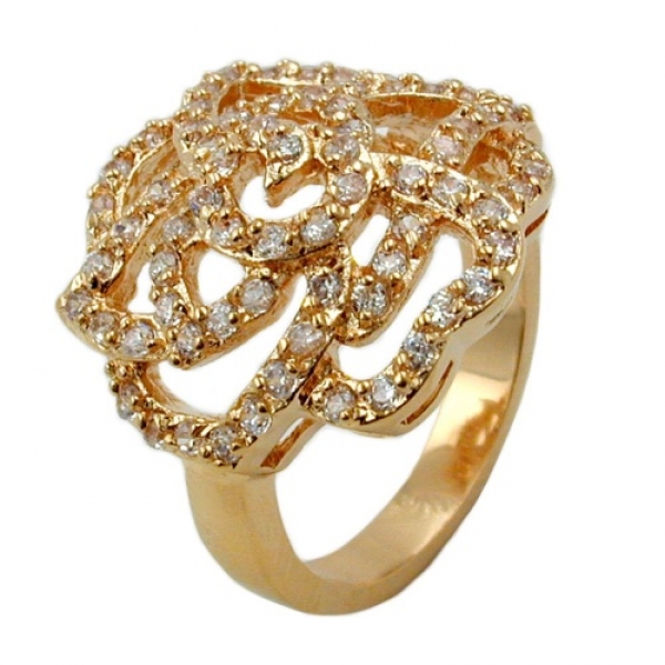 Ring mit weißen Zirkonias mit 3 Mikron vergoldet Ringgröße 56, ohne Dekoration