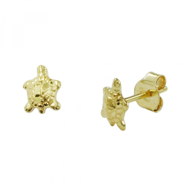 Ohrstecker Ohrring 7x5,5mm Schildkröte glänzend diamantiert 9Kt GOLD, ohne Dekoration
