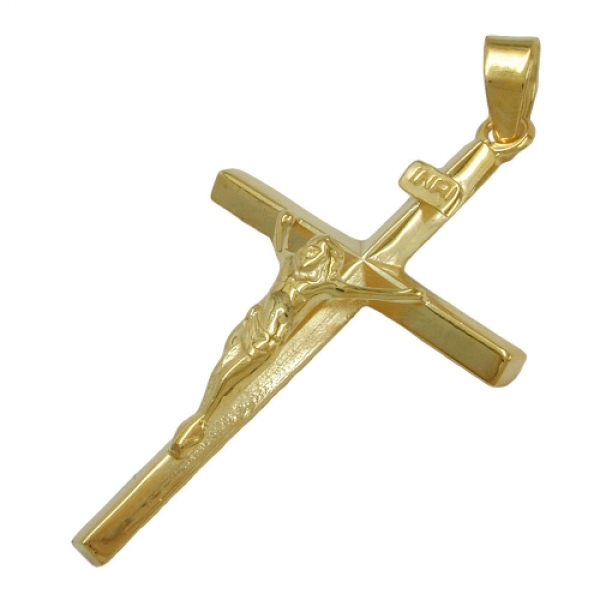 Anhänger 30x18mm Kreuz mit Jesus 9Kt GOLD, ohne Dekoration