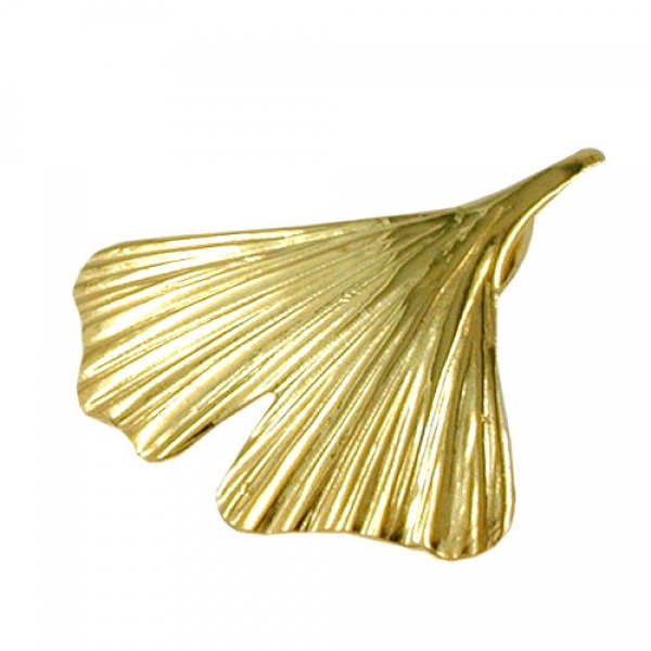 Anhänger 20mm Ginkgoblatt glänzend 9Kt GOLD, ohne Dekoration